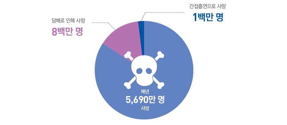 그림/전 세계 사망자 중 담배로 인한 사망자 수
