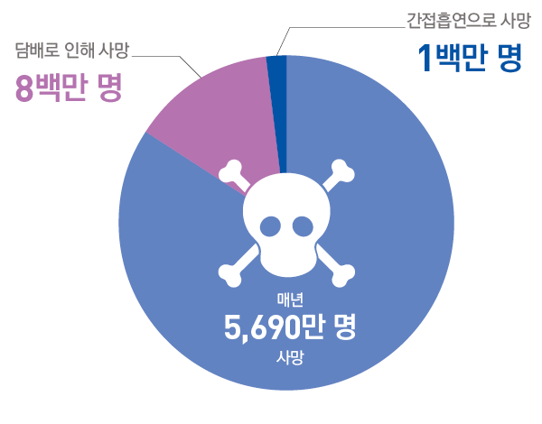 그림/전 세계 사망자 중 담배로 인한 사망자 수